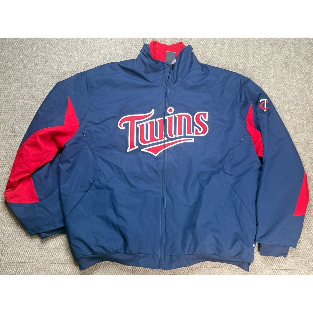 Majestic Vtg Therma Base MLB Minnesota Twins Full Zip Stitched Jacket Size 2XL